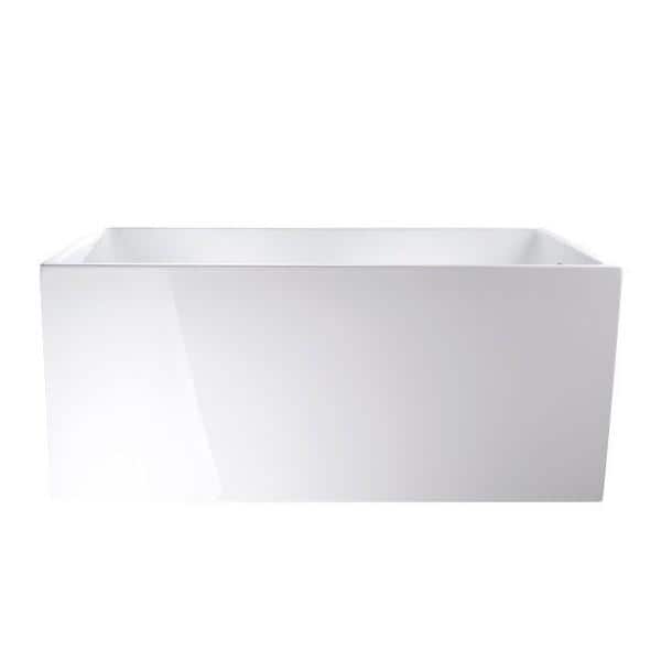 47" White Acrylic Freestanding Soaking Bathtub with Integrated Overflow