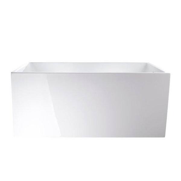 47" White Acrylic Freestanding Soaking Bathtub with Titanium Gold Drain