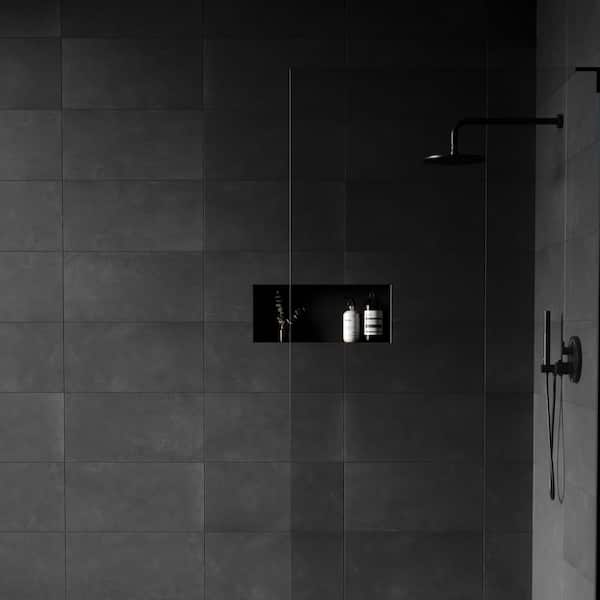 Wave 12 in. x 24 in. Honed Coal Porcelain Tile (15.5 sq. ft./Case)
