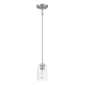 Stowe 60-Watt 1 Light Brushed Nickel Finish Dining/Kitchen Island Mini Pendant Light w/Clear Glass, No Bulbs Included