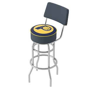 Indiana Pacers Logo 31 in. Yellow Low Back Metal Bar Stool with Vinyl Seat
