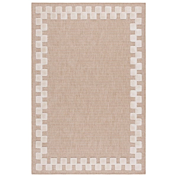 Clayton 8 ft. x 10 ft. Natural/Ivory Geometric Border Indoor/Outdoor Area Rug