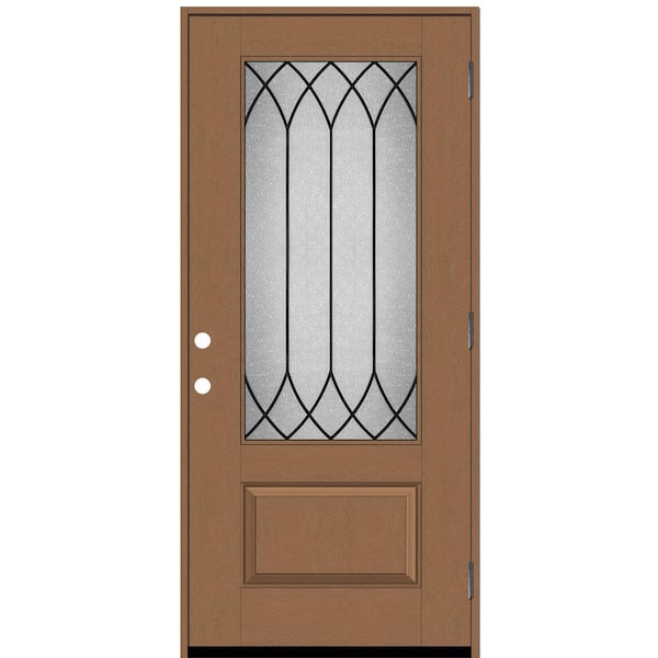 Steves & Sons Regency 36 in. x 80 in. 3/4-Lite Spire Decorative Glass LHOS AutumnWheat Stained Fiberglass Prehung Front Door