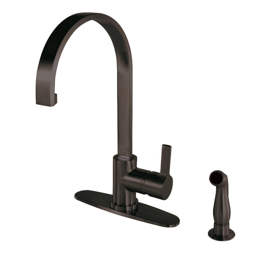 Kingston Brass Modern Single-Handle Standard Kitchen Faucet with Side Sprayer in Oil Rubbed ...