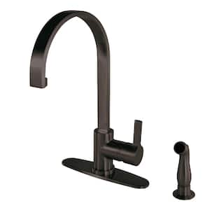 Modern Single-Handle Standard Kitchen Faucet with Side Sprayer in Oil Rubbed Bronze