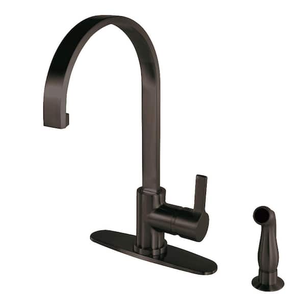 Kingston Brass Modern Single-Handle Standard Kitchen Faucet with Side Sprayer in Oil Rubbed Bronze