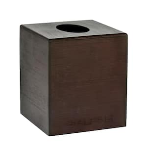 Square Cube Wood Tissue Box Cover Holder in Espresso (2-Pack)