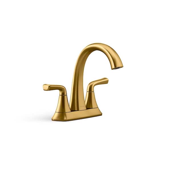 KOHLER Sundae 4 in. Centerset 2-Handles Bathroom Faucet in Vibrant Brushed Moderne Brass