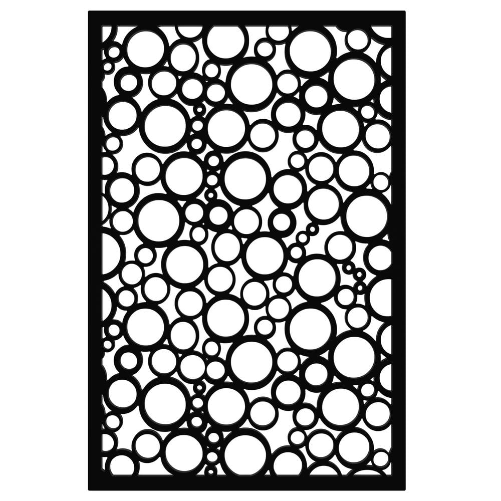 Jumbled Circles 4 ft. x 32 in. Black Vinyl Decorative Screen Panel