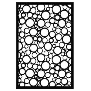Jumbled Circles 4 ft. x 32 in. Black Vinyl Decorative Screen Panel