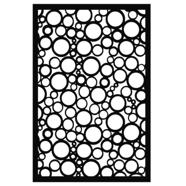 Acurio Latticeworks Jumbled Circles 4 ft. x 32 in. Black Vinyl Decorative Screen Panel