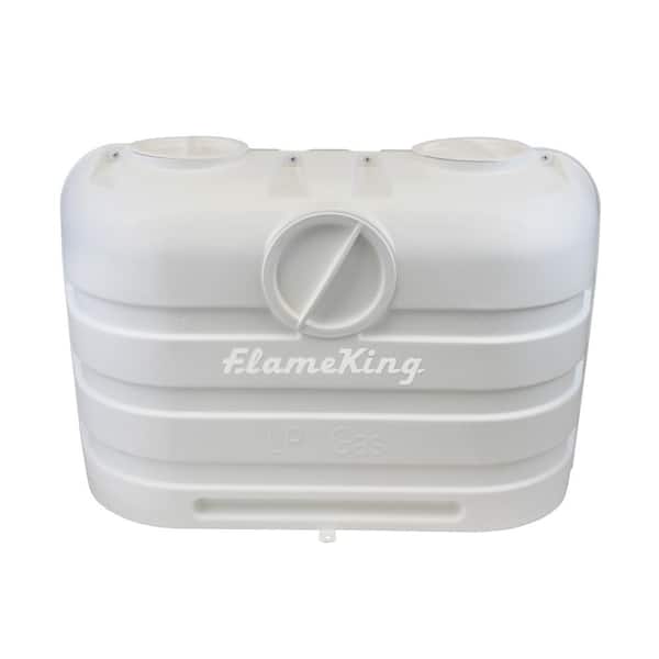 Flame King Heavy-Duty Dual 20 lbs. White Propane Tank Cover for RV, Camper and Travel Trailer