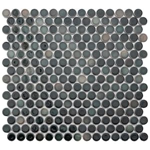 Hudson Penny Round Stormy Night 12 in. x 12-5/8 in. Porcelain Mosaic Tile (10.7 sq. ft./Case)