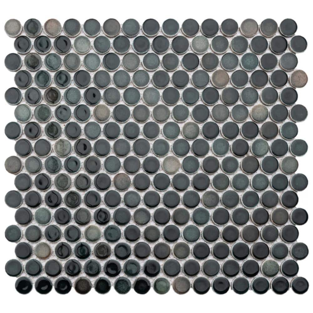 Hudson Penny Round Stormy Night 6 in. x 6 in. Porcelain Mosaic Take Home Tile Sample price history on PriceWatchPro