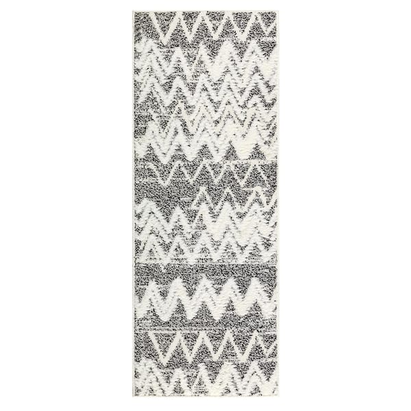 Antep Rugs Palafito Gray 2 ft. x 5 ft. Geometric Shag Chevron High-Low Pile Textured Indoor Area Rug