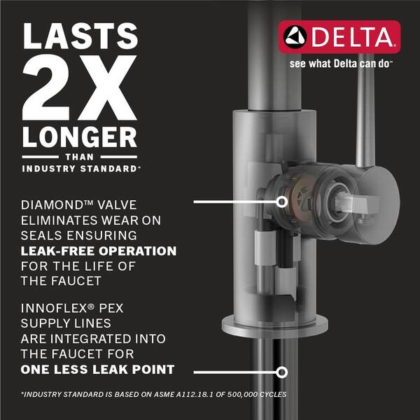 Delta Monrovia Single Handle Pull Down Sprayer Kitchen Faucet in Lumicoat Champagne  Bronze