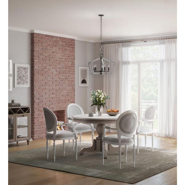 Progress Lighting Galloway 5-Light 19.25 in. Matte Black Modern Farmhouse Chandelier with Distressed White Accents