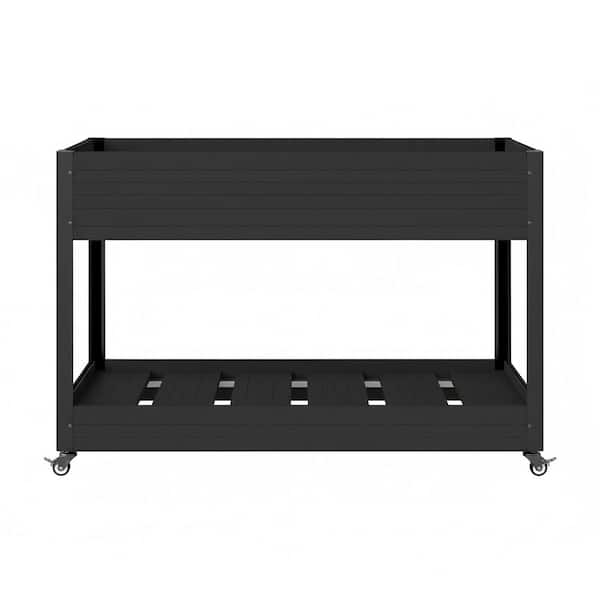 45 in. x 22 in. x 34 in. Mobile Composite Elevated Garden Bed in Black with Aluminum Frame and Lockable Wheels