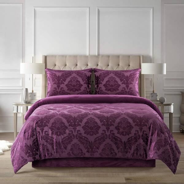 Purple Damask Bedding / Kxmdxa 3 Piece Bedding Set Purple Damask