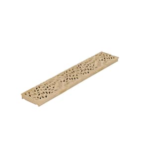 Spee-D Channel Drain Grate, 4-7/16 in. wide X 2 ft. long, Decorative Botanical Design, Sand Plastic