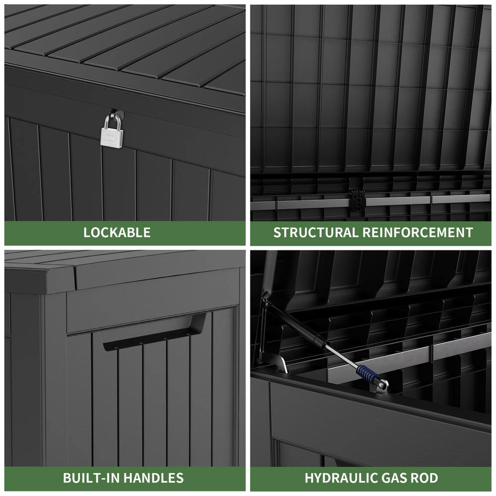 Black 230 Gallon Lockable Resin Deck Storage Box