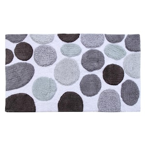 Bath Rug Cotton 34 in. x 21 in. Latex Spray Non-Skid Backing Multiple Gray Pebble Stone Pattern Machine Washable