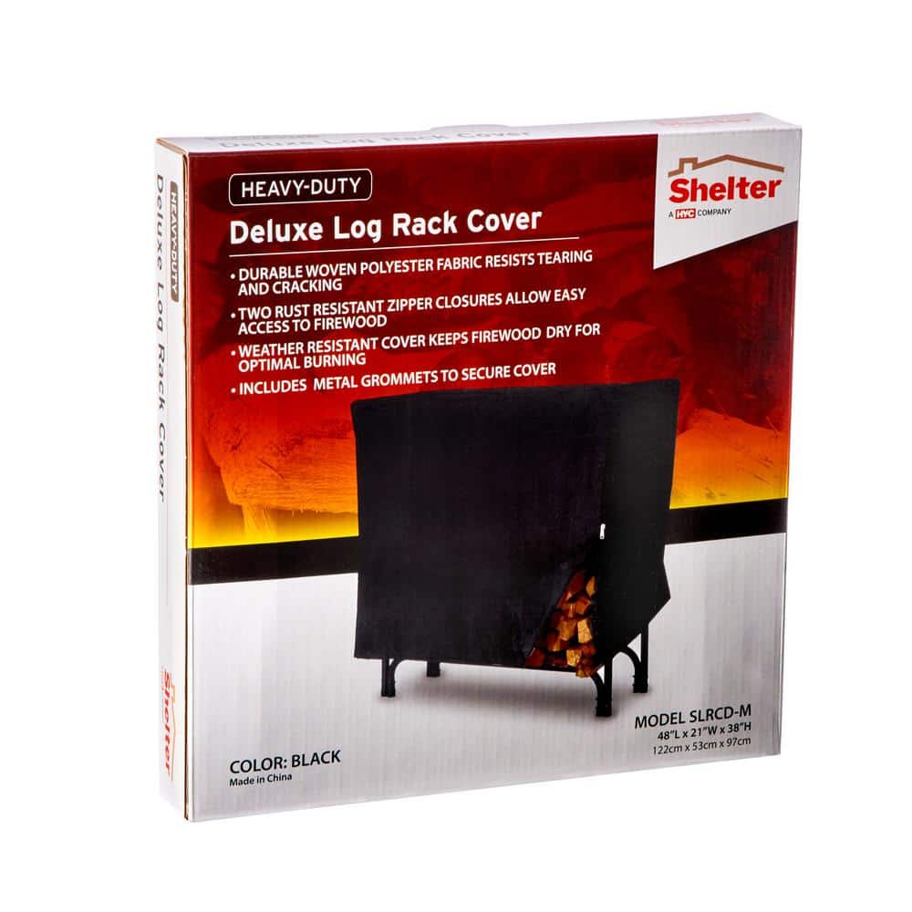 Medium Black Woven Polyester Log Rack Cover
