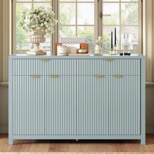 Nestfair Cyan MDF 55.1 in. Sideboard Cabinet with 3-Level Adjustable Shelves