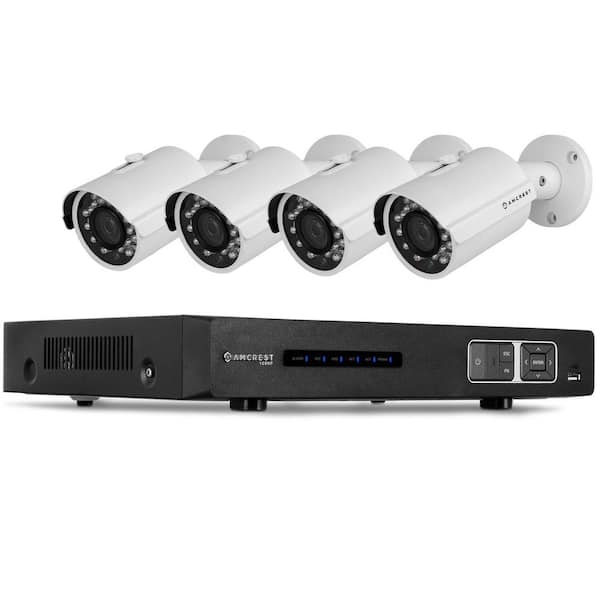 Amcrest 1080P Tribrid HDCVI 4CH 2TB DVR Security Camera System with 4 x 2.1MP Bullet Cameras, White