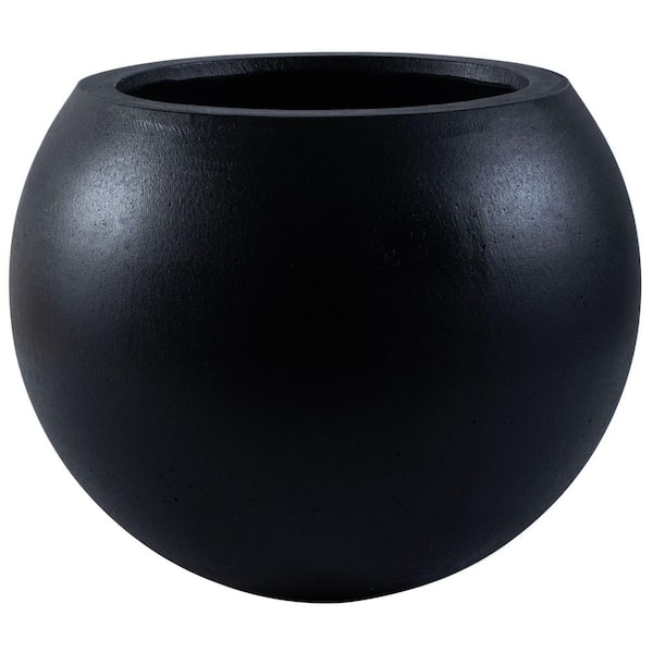 Kenslia Black Concrete Ficonstone Outdoor Planter (19.6 in. W x 15.7 in. H)