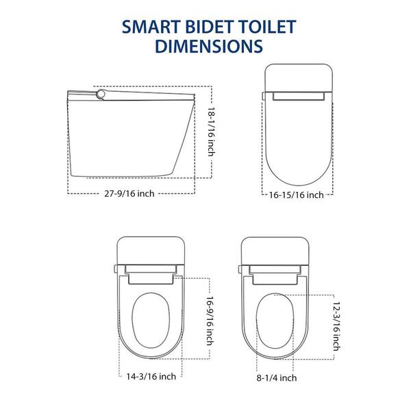 Amucolo 1-Piece Smart Bidet Toilet with Heated Seat & Auto Sensor Flush in White