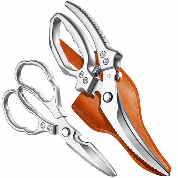 2-Piece Multi-Purpose Stainless Steel Kitchen Shears for Poultry, Food, Chicken Bones, Dishwasher Safe