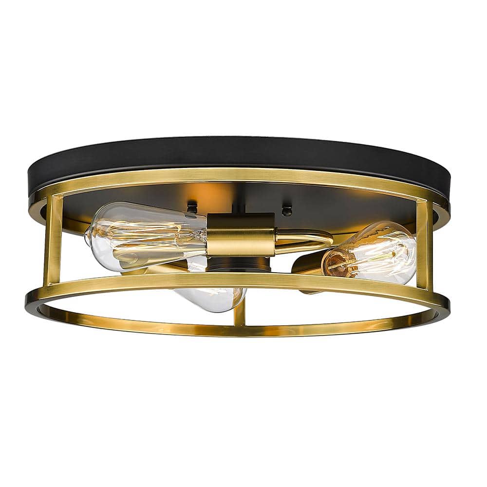 Helen 16 in. 3-Light Black and Gold Flush Mount