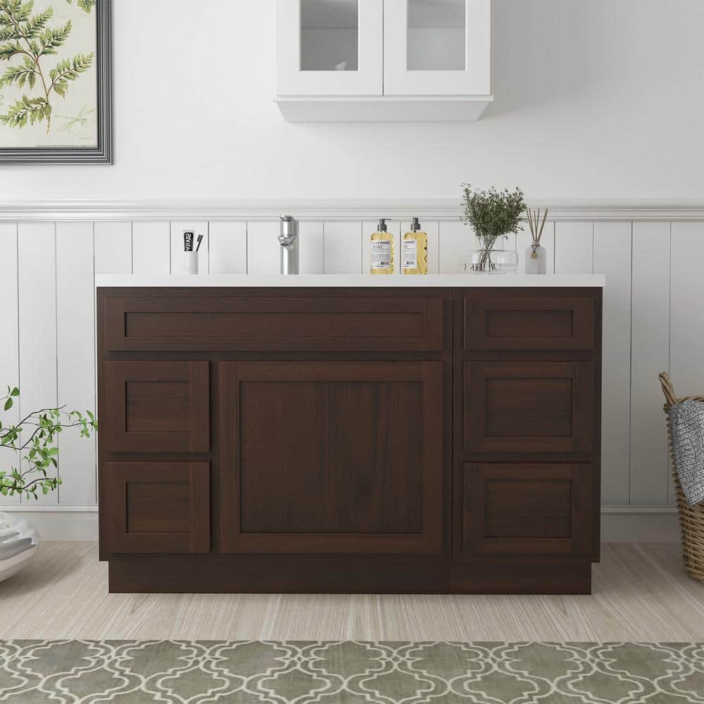 51 in. W x 21 in. D x 32.5 in. H Bath Vanity Cabinet without Top in Brown (Unassembled) price history on PriceWatchPro