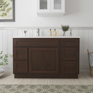 51 in. W x 21 in. D x 32.5 in. H Bath Vanity Cabinet without Top in Brown