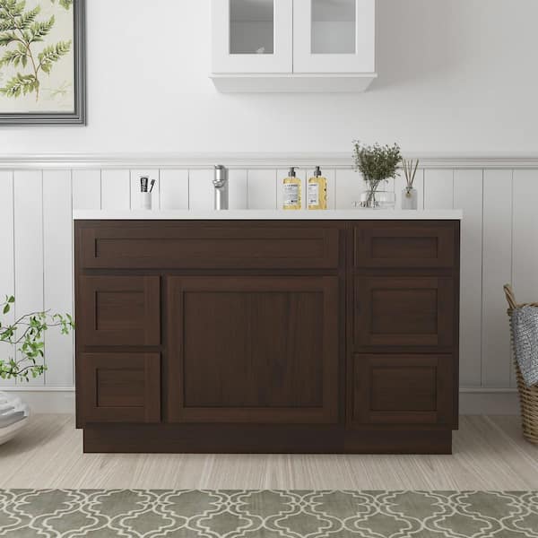 Vanity Art 51 in. W x 21 in. D x 32.5 in. H Bath Vanity Cabinet without Top in Brown
