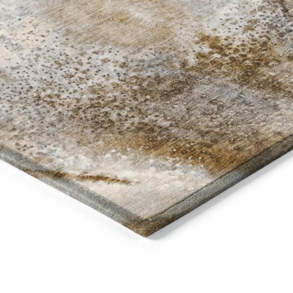 Brown 2 ft. x 7 ft. Abstract Indoor / Outdoor Area Rug