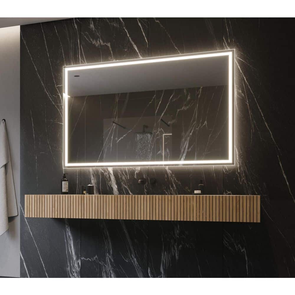 70 in. W x 45 in. H Rectangular Frameless Wall Mounted Bathroom Vanity Mirr