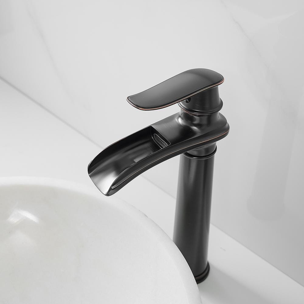 Oil-Rubbed Bronze Waterfall Bathroom Vessel Sink Faucet
