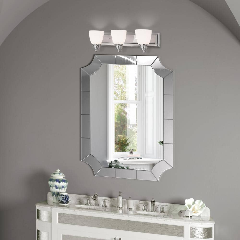 Springfield Polished Chrome 3-Light Vanity with Satin Opal White Glass