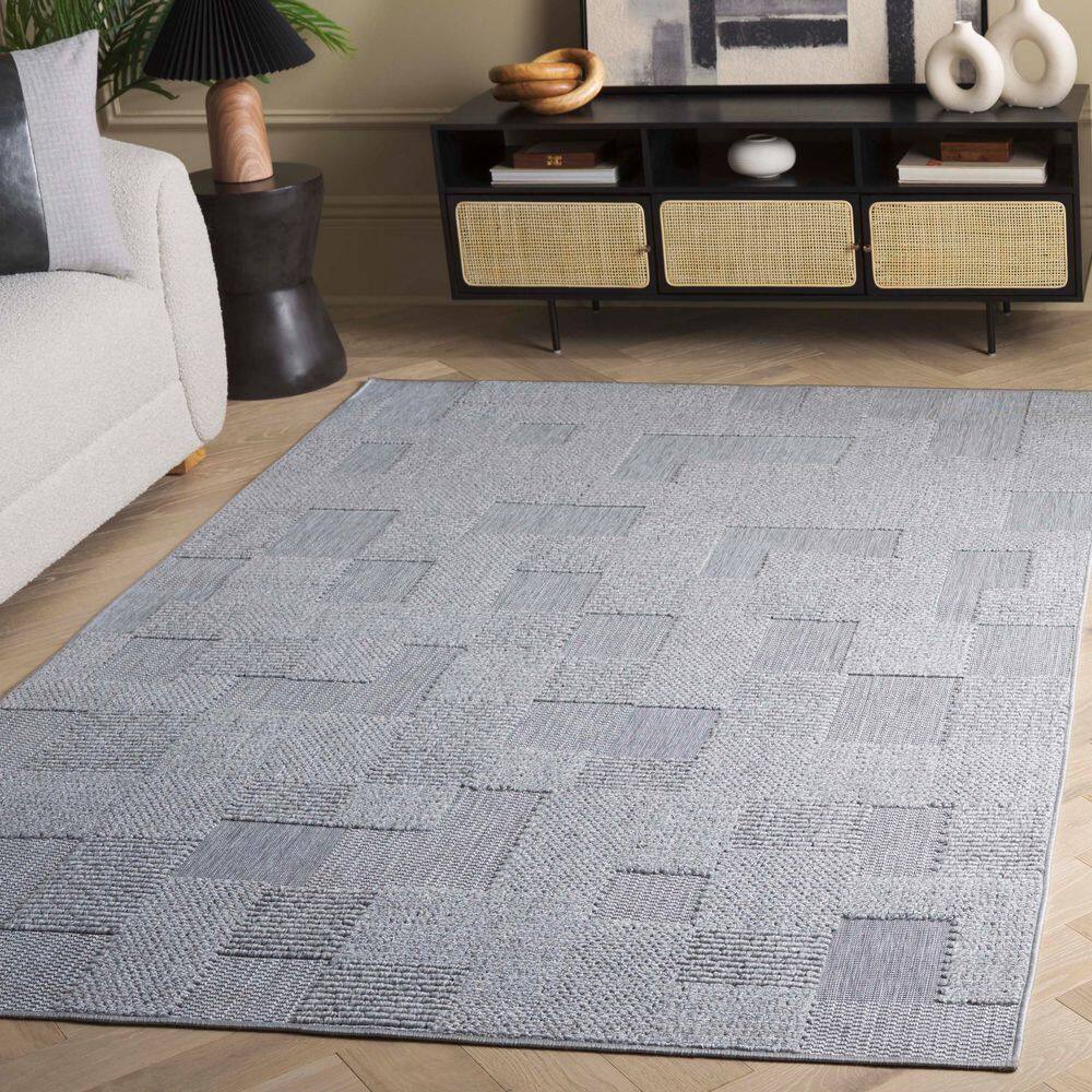 Milos MLO108 Power Loomed Indoor/Outdoor Area Rug - Grey - 4'x6'- Safavieh