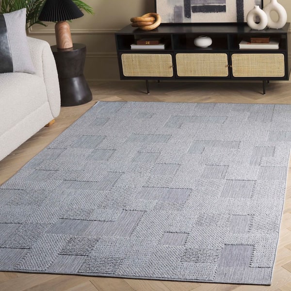 Milos Gray 4 ft. x 6 ft. High-Low Geometric Indoor/Outdoor Area Rug