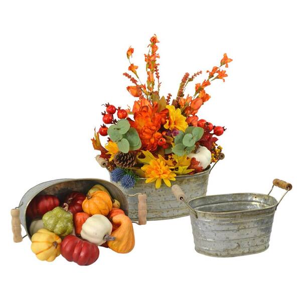 Oval Harvest Buckets w/ Handles - Set/2 Assorted