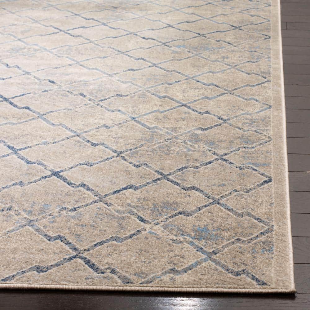 Brentwood Light Gray and Blue Synthetic Rectangular Area Rug, 12' x 18'