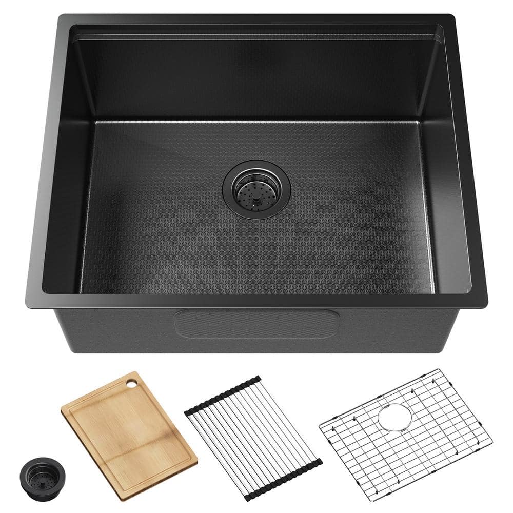 Amucolo 24 In Undermount Single Bowl Stainless Steel Workstation Sink   Stainless Steel Amucolo Undermount Kitchen Sinks Sunf Cyd0 4vbg 64 1000 