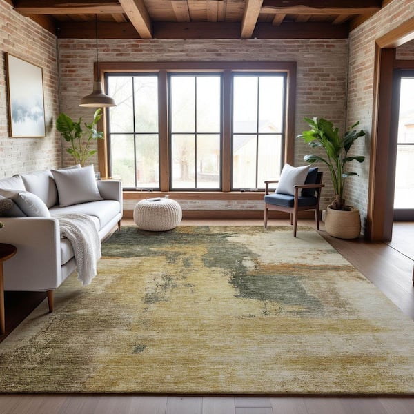 Mayfield Premium Machine Washable Abstract AMF1068 Sage 5 ft. x 7 ft. 6 in. Area Rug