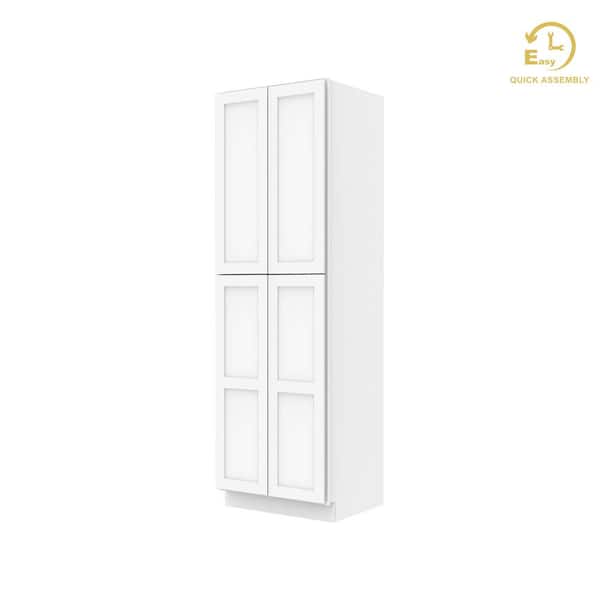 Easy-DIY 24 in. W. x 24 in. D x 90 in. H in Shaker White Ready to Assemble Utility Cabinets with 2-Doors