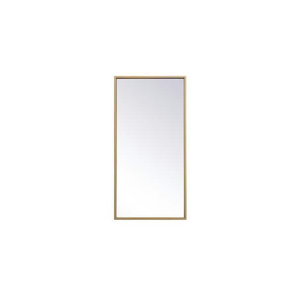 Unbranded Timeless Home 28 in. W x 14 in. H x Modern Metal Framed Rectangle Brass Mirror