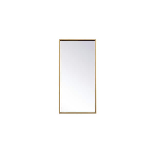 Small Rectangle Brass Modern Mirror (14 in. H x 28 in. W)
