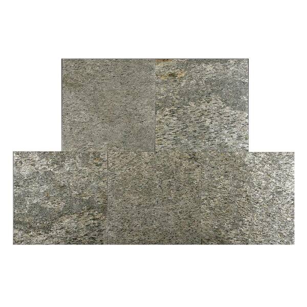 FastStone+ Silver Shine 12 in. x 12 in. Slate Peel and Stick Wall Tile (5 sq. ft. / pack)
